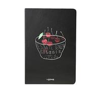 cuaderno, Tapa Dura Forrada Folio Rayado A5 Artista Dibujo Composición Libro Blocs de Notas Diario Borde Dorado 192 Páginas con Cinta y Regla Marcador-Cereza