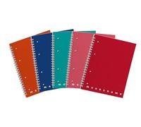 Cuadernos Pigna encuadernados en espiral Monocromo, interior 5M, cuadrículas de 5 mm, 4 agujeros y microperforaciones, papel de 80 g, tamaño A5 16x20,5 cm 5