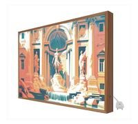 Cuadro con Luz Frontal y Marco de Madera Roma: Fontana de Trevi 70x90 Cms