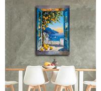 Cuadro de Henri Matisse con ventana abierta en la costa de Amalfi. Impresión en lienzo. Decoración para el hogar (60x90cm).