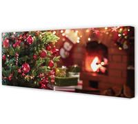 Cuadro decorativo para pared, 125x50 cm. Decoración navideña, árbol de Navidad