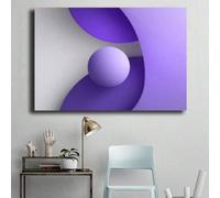 Cuadro geométrico en lienzo, estampado de esferas y círculos color lavanda, decoración de pared minimalista moderna (80x120cm/SIN marco)