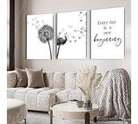 Cuadro moderno de diente de león con cita inspiradora. Lámina decorativa para pared, ideal para sala de estar, dormitorio o decoración del hogar (50x75cm - 3 piezas).