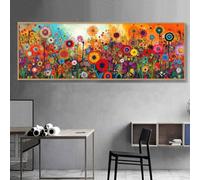 Cuadro mural de gran tamaño con estampado floral brillante para decoración de paredes, arte para sala de estar, póster de arte con diseño floral (60x180cm/Sin marco)