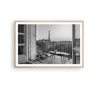 Cuadro Póster 91x61 cm Marco Roble Arquitectura Blanco y Negro - 4595 - P2N