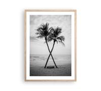 Cuadro Póster Marco Roble 50x70 cm Botánica Blanco y Negro - 6053 - P2N
