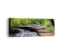 Cuadro sobre Lienzo 140x50cm Moderno Panorámico Paisajes Bosque - 0356 | Parque Naturaleza Árboles Cuadro Decorativo Grande Arte mural Decoración del Hogar Salón Dormitorio Oficina Cuadros de Pared