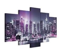 Cuadros B&D XXL - Cuadro en Lienzo New York 5 piezas - Impresión en material tejido no tejido cuadros decoracion salon modernos lienzos decorativos dormitorios - NY City Panorama Ciudad