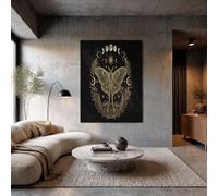 Cuadros En Lienzo De Pared, Moderna Póster De Fases Lunares Misteriosas Polillas, Bestias Misteriosas Grande Arte Cuadros De Pared De Decoración Para Salón, Dormitorio, Sin Marco, Oro Negro, 80X120Cm
