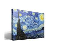 cuadrosfamosos.es La Noche Estrellada | Vincent van Gogh | Post-impresionismo | Cuadro Canvas Wall Art | Impresion Giclee lienzo algodon puro | Bastidor 3cm | 40x55cm