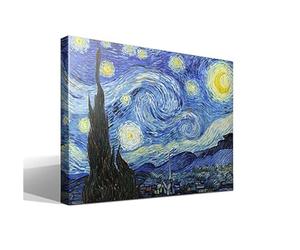 cuadrosfamosos.es La Noche Estrellada | Vincent van Gogh | Post-impresionismo | Cuadro Canvas Wall Art | Impresion Giclee lienzo algodon puro | Bastidor 3cm | 40x55cm