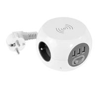 Cube Induction + USB 3 Tomas 16 A + T + 3 Cargadores USB, 2, 4 A + Cargador de inducción. Interruptor General, Cable 1, 40 m, 3G1, 5 mm2.