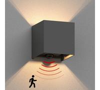 ledscom.de Aplique CUBEL para exterior, IP65, luz ascendente/descendente, detector de movimiento, antracita mate, cuadrado, 1x G9 máx. 10W