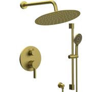 CUBEMIX, grifo de ducha empotrado, 2 salidas, color dorado mate