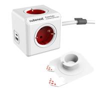 Cubenest Power Cube Extended 20W USB PD Socket Cube con Puertos USB-A y USB-C, Cable de 1,5m, Schuko Tipo F, Regleta, Función de Carga Rápida para DE/at/NL/SWE/FI/ESP/PT/HR/SI/HU (Rojo)