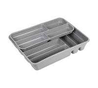 Cubertero con dos bandejas con 6 y 4 compartimentos | Color gris | Ideal para la organización de cubiertos y utensilios | Pack de 3 Unidades