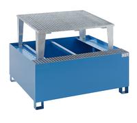 Cubeta colectora de acero para contenedores depósito IBC/KTC eurokraft basic, para 1 contenedor de 1000 l