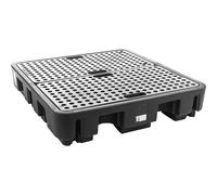 Cubeta colectora de PE para 4 bidones de 200 l capacidad de recogida 242 l, con rejilla de PE