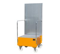 Cubeta colectora rodante con pared de placas perforadas eurokraft pro, 1 bidón de 200 l de pie, L x A x H 870 x 890 x 2110 mm