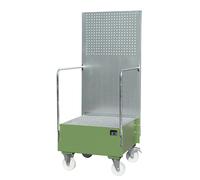 Cubeta colectora rodante con pared de placas perforadas eurokraft pro, 1 bidón de 200 l de pie, L x A x H 870 x 890 x 2110 mm