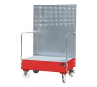 Cubeta colectora rodante con pared de placas perforadas eurokraft pro, 2 bidones de 200 l de pie uno al lado del otro, L x A x H 870 x 1290 x 2015 mm