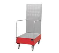 Cubeta colectora rodante con pared de placas perforadas eurokraft pro, 2 bidones de 200 l de pie uno detrás del otro, L x A x H 1280 x 800 x 2015 mm