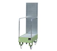 Cubeta colectora rodante con pared de placas perforadas eurokraft pro, 2 bidones de 60 l de pie uno detrás del otro, L x A x H 875 x 500 x 1685 mm