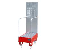 Cubeta colectora rodante con pared de placas perforadas eurokraft pro, 2 bidones de 60 l de pie uno detrás del otro, L x A x H 875 x 500 x 1685 mm