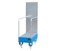 Cubeta colectora rodante con pared de placas perforadas eurokraft pro, 2 bidones de 60 l de pie uno detrás del otro, L x A x H 875 x 500 x 1685 mm