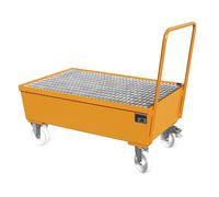 Cubeta colectora rodante de acero con borde perfilado eurokraft pro, para bidones de 200 l, 2 de pie