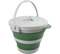 Cubeta de plástico con capacidad de 10 litros, plegable, un recipiente portátil de color /verde oscuro, apta para todos los vehículos, con cierre de seguridad.