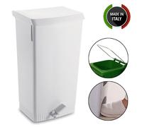 Cubeta Grande Con Pedal Blanca + Soporte Para Bolsa 60 L