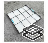 Cubierta cuadrada de acero inoxidable 304, tapa de lavabo de alcantarillado de 12 a 40 pulgadas con mango retráctil, cubierta de tanque séptico empotrable resistente para entradas (33 x 33 pulgadas)