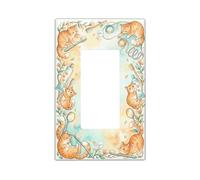 Cubierta de interruptor de luz basculante individual para baño, diseño de gato, cepillo de dientes de flores juguetonas, ninguno naranja, plástico, tamaño estándar, placas de pared decorativas para