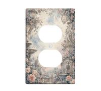 Cubierta de pared dúplex para fuente, placa de pared romántica, estatua vintage, flores, primavera, pastel, melocotón, plástico, tamaño estándar, cubiertas decorativas para toma de corriente para
