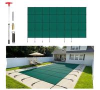 Cubierta de seguridad para piscinas VEVOR, compatible con piscinas rectangulares de 18 x 36 pies. Cubierta de seguridad para piscinas con orificios de drenaje, cubierta de malla resistente para piscin