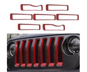 Cubierta decorativa para la parrilla – Compatible con Jeep Wrangler JL 2018-2022 – Color rojo