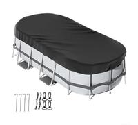 Cubierta ovalada para piscina con accesorios para piscinas sobre el suelo, diseñada para bloquear hojas y otros desechos (8 x 14 pies (366 x 732 cm)
