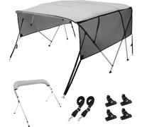 Cubierta para barco tipo Bimini de 4 arcos VEVOR, con un ancho de instalación de 200-213 cm, fabricada en poliéster 600D, con paredes laterales de malla desmontables, impermeable y con protección sola