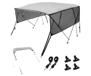 Cubierta para barco VEVOR, tipo Bimini con 4 arcos, para embarcaciones con una anchura de instalación de 231-244 cm. Fabricada en poliéster 600D, con techo protector, laterales de malla desmontables,