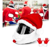 Cubierta para casco de motocicleta de Papá Noel, gorro de Papá Noel con 1 par de guantes de Papá Noel, funda para casco de moto, color rojo (rojo)
