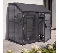 Cubierta para contenedor de basura HWC-R20, caja para contenedor de residuos, apta para contenedores de hasta 1100 litros, fabricada en acero y policarbonato, con dimensiones de 160x160x136 cm