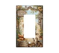 Cubierta para interruptor de luz basculante individual, diseño rústico de granja, farol de gato, plástico, color marrón, detalles de tamaño estándar, placas de interruptor de pared para sala de estar