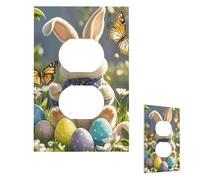 Cubierta para interruptor de luz, diseño de conejo de Pascua, mariposa, placa de pared, 1 placa de interruptor de banda, cubierta decorativa de toma de corriente, placa frontal para baño, cocina