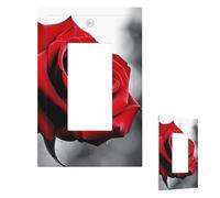 Cubierta para interruptor de luz, placa de pared de rosa roja y negra, 1 placa de interruptor de banda, cubierta decorativa de toma de corriente, placa frontal para baño, cocina, decoración de pared