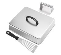 Cubierta para Plancha de Vapor Resistente y Rectangular con Acabado en | Cúpula de Acero Inoxidable para Barbacoa con Prensa para Carne y Espátula para Cocina Interior Exterior BB