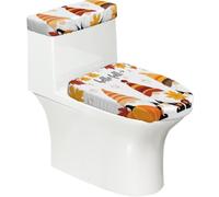 Cubierta para tapa de inodoro y tapa de inodoro con diseño de gnomos | Juego de 2 fundas elásticas y suaves para asiento de inodoro con parte inferior elástica para decoración del hogar