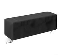 Cubierta rectangular para mesa de fuego Oxford 600D negra con cordones para protección de patio al aire libre y jardín contra la lluvia, el viento y el polvo, 29 x 9.5 x 8.6 pulgadas