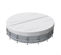 Cubierta redonda de poliéster blanco 210d con cordón para piscina al aire libre, fuente de spa y protección de 6 pies, 8 pies, 10 pies, 12 pies, 15 pies, 18 pies, tamaños disponibles en tela (8 pies)