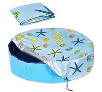 Cubierta redonda para alberca con cordón, lona solar Oxford azul para perros